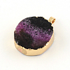 Mixed Shape Golden Plated Dyed Natural Crackle Agate Pendants with Iron Clasps G-R275-277-3