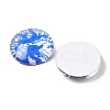 Blue and White Floral Printed Glass Cabochons X-GGLA-A002-14mm-XX-2