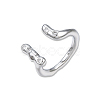 Brass Clear Cubic Zirconia Open Cuff Ring for Women RJEW-N039-05P-1