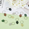 SUPERFINDINGS 4 Sets Monstera Leaf Alloy Pendant Keychain KEYC-FH0001-40-5