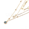 Brass Micro Pave Clear Cubic Zirconia Pendant Necklaces & Paperclip Chain Necklaces Set NJEW-JN03354-01-1