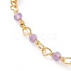 Faceted Round Natural Amethyst Beaded Anklets AJEW-AN00360-04-2