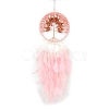 Natural Carnelian & Synthetic Cherry Quartz Glass Tree of Life Hanging Ornaments PW-WG38540-05-1