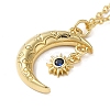 Golden Brass Crescent Moon Pendant Necklace with Rhinestone NJEW-Z015-01B-G-3
