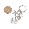 Tibetan Style Alloy with Natural Shell Keychain KEYC-JKC00929-3