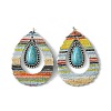 Teardrop Alloy & Synthetic Turquoise & Imitation Leather Big Pendants FIND-G069-03P-01-1