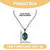 FIBLOOM 6Pcs 6 Colors Glass Oval Pendant Necklaces Set with Black Alloy Chains NJEW-FI0001-46-9