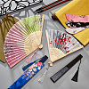 AHADERMAKER 4Pcs Bamboo with Cloth Folding Fan AJEW-GA0006-42-5