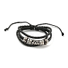 Braided PU Leather & Waxed Cords Triple Layer Multi-strand Bracelets BJEW-P329-08A-P-1