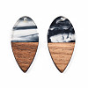 Transparent Resin & Walnut Wood Pendants RESI-N025-031-C-4