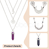 ANATTASOUL 8Pcs 8 Styles Natural Amethyst & Synthetic Blue Goldstone Pendant Necklaces Set with Alloy Chains NJEW-AN0001-49-3