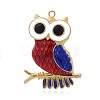 Halloween Owl Golden Plated Alloy Enamel Rhinestone Big Pendants ENAM-J212-04G-1