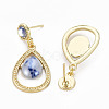 Teardrop with Porcelain Rack Plating Alloy Dangle Stud Earrings EJEW-S211-009-RS-3