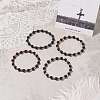 Natural Lava Rock Round & Glass Column Beaded Stretch Bracelet BJEW-JB08623-2