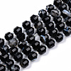 Natural Black Banded Agate/Striped Agate Beads Strands G-R482-13-10mm-1