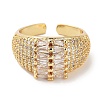 Rack Plating Brass Pave Clear Cubic Zirconia Open Cuff Rings RJEW-M172-06G-2