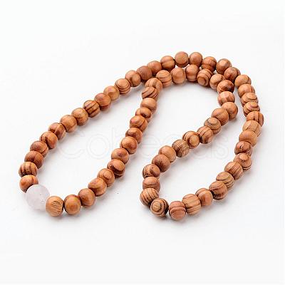 Wood Beaded Necklaces NJEW-JN01625-1