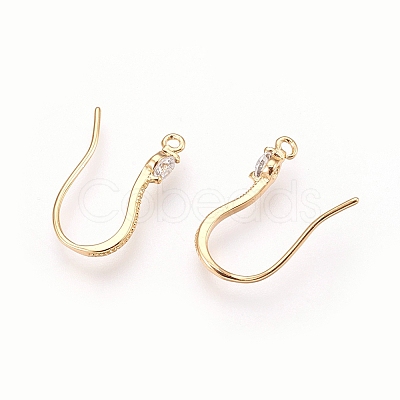 Brass Cubic Zirconia Earring Hooks X-KK-S336-43G-1