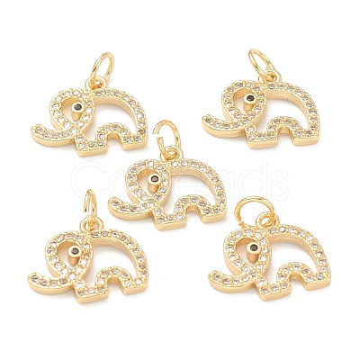 Brass Micro Pave Clear Cubic Zirconia Charms ZIRC-B010-34-1