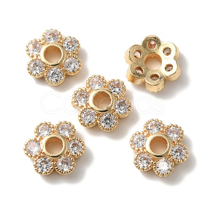 Rack Plating Brass Cubic Zirconia Bead Cap KK-C020-12A-LG-1