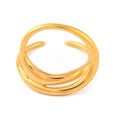 Ion Plating(IP) 304 Stainless Steel Ring Cuff Finger Rings for Women RJEW-S414-53B-G-1