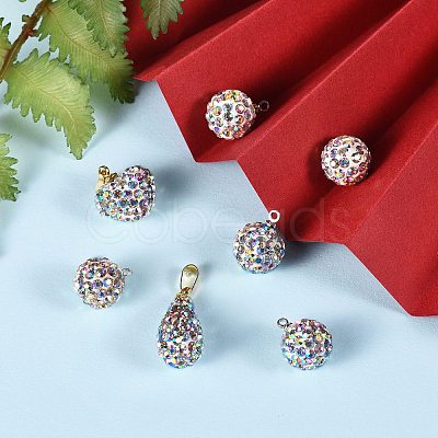 20Pcs 3 Styles Polymer Clay Rhinestone Pendants KK-SZ0001-41-1