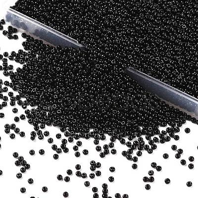 11/0 Glass Seed Beads Black Opaque Colors Diameter 2mm Loose Beads in A Box for DIY Craft SEED-PH0003-01-1