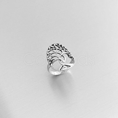 Tree of Life Brass Finger Rings FIND-PW0020-05AS-1