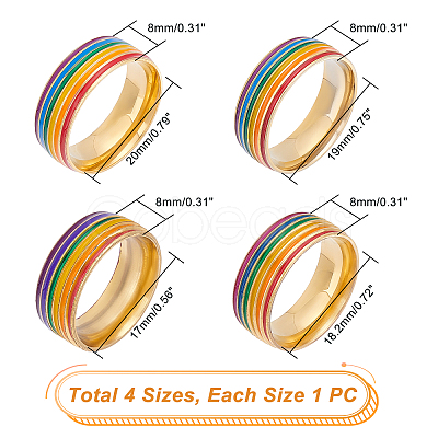 Unicraftale 4Pcs 4 Style Pride Finger Rings RJEW-UN0001-21G-1