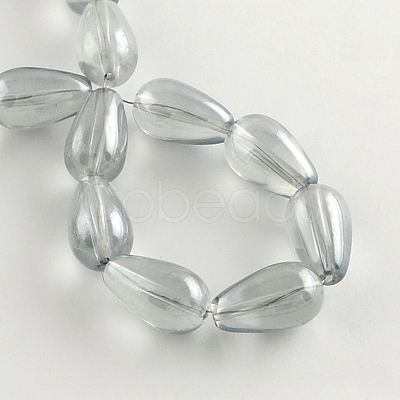 Electroplate Transparent Glass Teardrop Bead Strands EGLA-Q047-8x13mm-05D-1