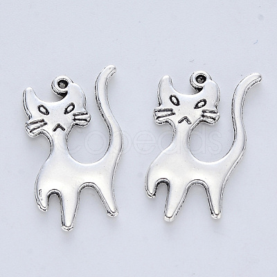 Tibetan Style Alloy Kitten Pendants TIBE-R316-067AS-RS-1