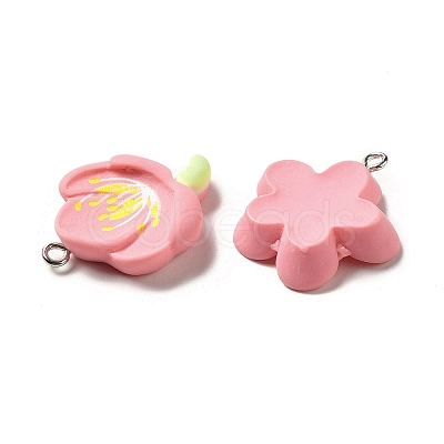 Opaque Resin Peach Blossom Pendants RESI-G093-02-1