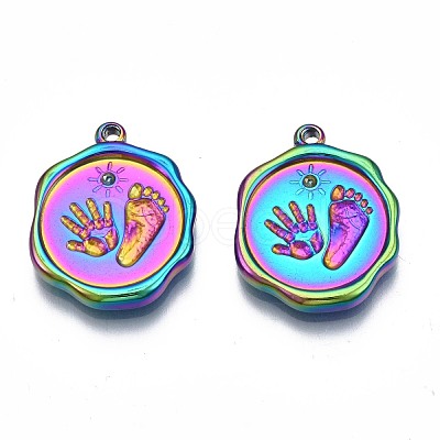 Rack Plating Rainbow Color 304 Stainless Steel Pendant Rhinestone Settings STAS-N098-034-1