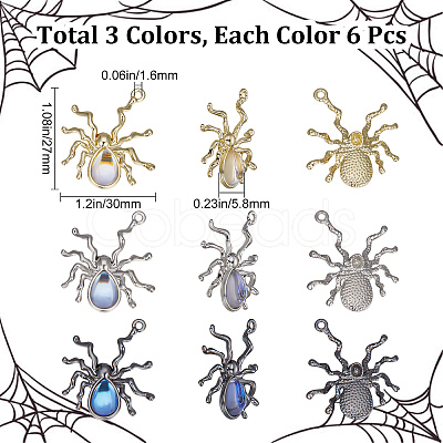 SUNNYCLUE 18Pcs 3 Colors Halloween Rack Plating Alloy Pendants FIND-SC0004-23-1