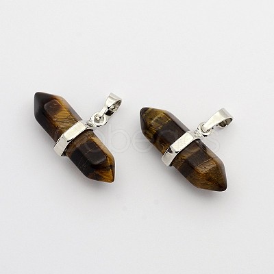 Natural Tiger Eye Double Terminated Pointed Pendants G-F177-19-1