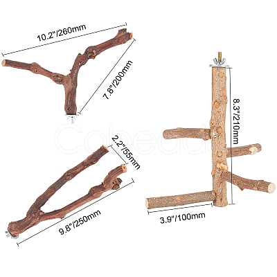 AHANDMAKER Satinwood Parrot Standing Twig AJEW-GA0002-79-1