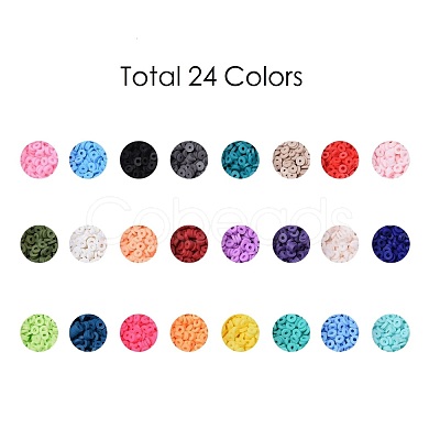 240G 24 Colors Handmade Polymer Clay Beads CLAY-JP0001-07-4mm-1