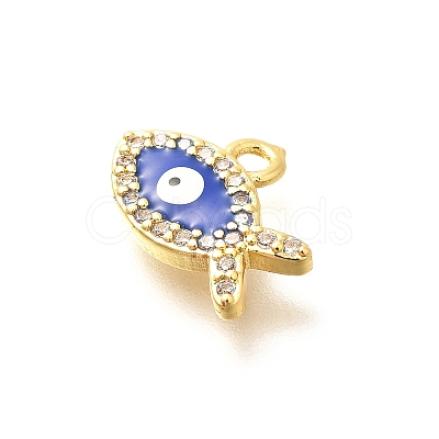 Brass Micro Pave Cubic Zirconia with Evil Eye Enamel Charms KK-G519-08G-01-1