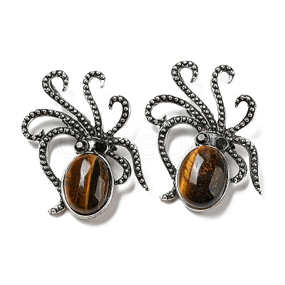 Natural Tiger Eye Octopus Brooch G-Z050-01F-1