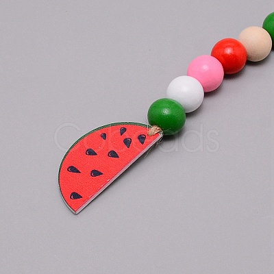 Wooden Watermelon Pendant Decorations HJEW-TAC0013-04-1