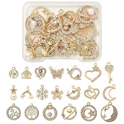 20Pcs 20 Style Alloy Crystal Rhinestone Pendants FIND-YW0003-36-1