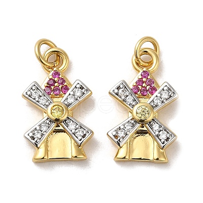 Rack Plating Brass Micro Pave Cubic Zirconia Pendants KK-Q795-13G-1