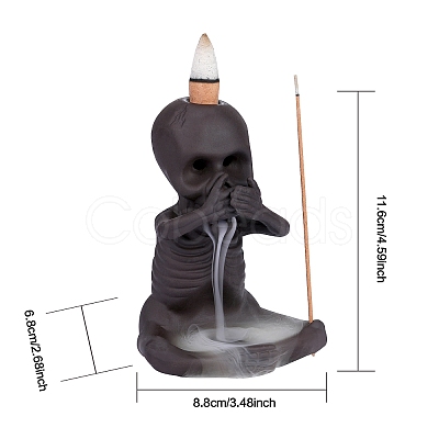 Ceramic Skull Backflow Incense Burner Smoke Waterfall Incense Holder JX840A-1