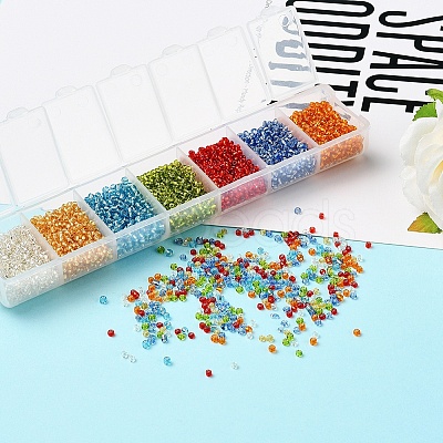 3500Pcs 7 Colors 12/0 Glass Round Seed Beads SEED-YW0001-23-1