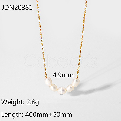 Gold Plated Stainless Steel Lock Collar Necklace with Natural Freshwater Pearl ST6721823-1