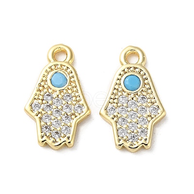 Brass Micro Pave Cubic Zirconia Charms KK-F872-09G-1