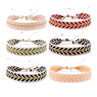 Cotton Flat Cord Bracelets Set PW-WG25250-01-1