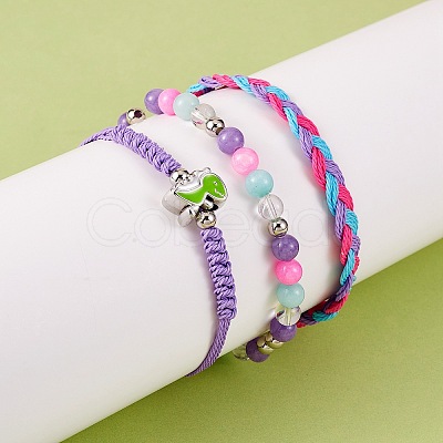 Waxed Polyester String Braided Cord Bracelets Set BJEW-SW00032-03-1