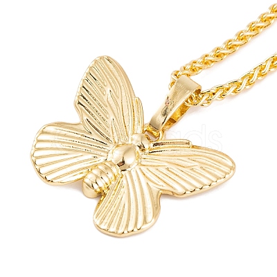 Butterfly Rack Plating Brass Pendant Necklaces NJEW-S423-01G-1