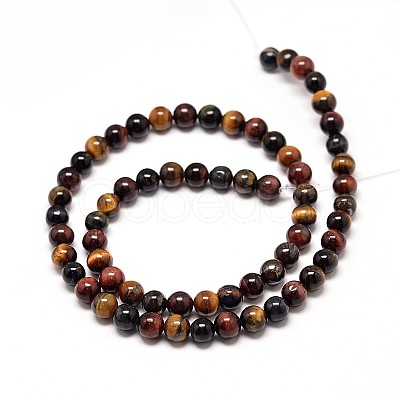 Natural Mixed Tiger Eye Round Bead Strands G-P072-35-12mm-1